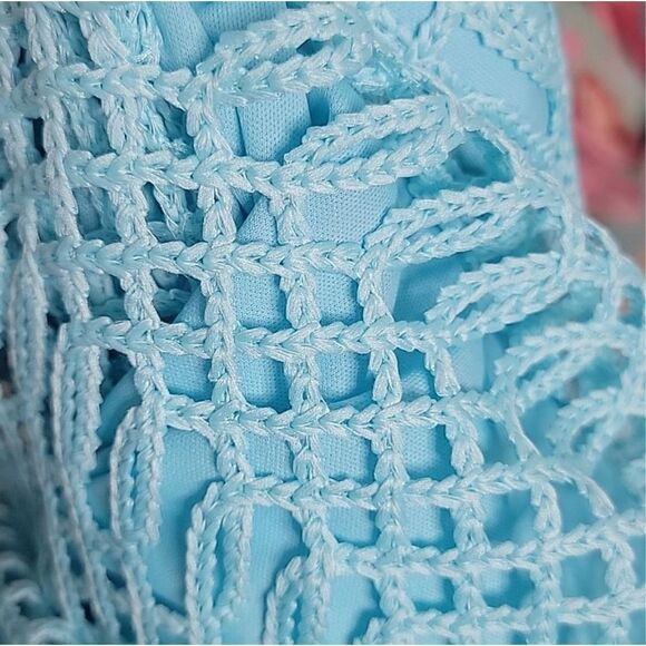 Lauren Ralph Lauren light bluish green toned sheath lattice dress NWT size 12 P - Picture 3 of 6